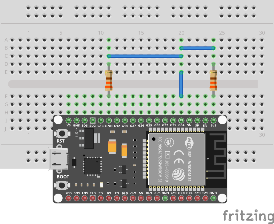 Wiring diagram for a voltage divider