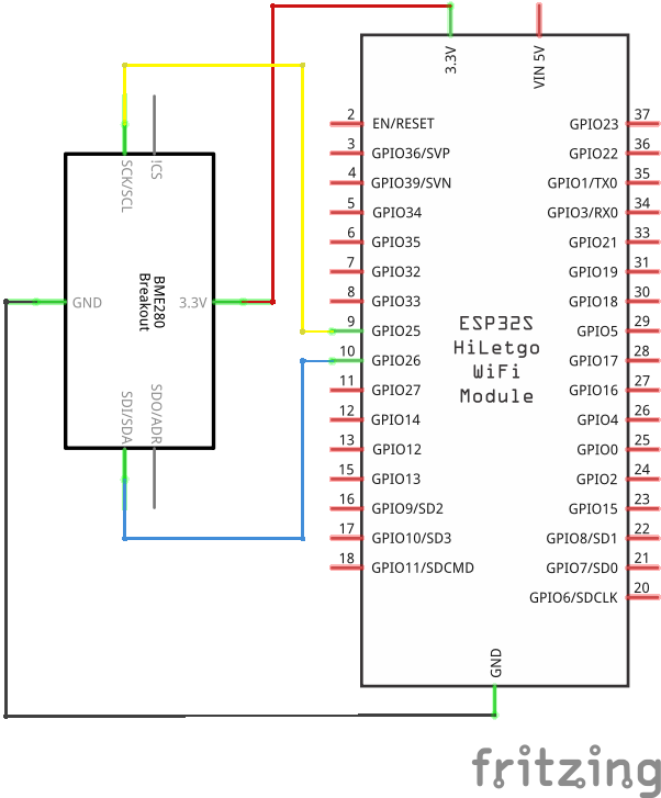 Schematics for a BME280 sensor